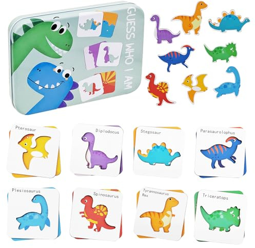 Cuackamily Memory Matching Game, Wooden Dinosaur Puzzles Toys Memory Matching Picture Snap Pairs Game for Toddlers, Montessori Educational Learning Toys, Birthday Gifts for 1 2 3+ Year Old Girls Boys
