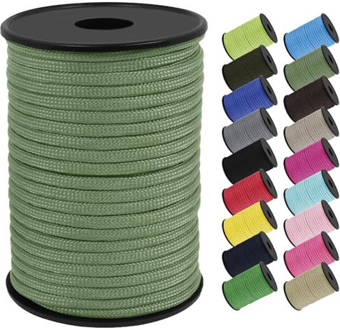 CAMAL Paracorde Corde de Tente 4mm Cordon à 7 Brins Cordes Réfléchissantes Corde Polypropylene Cordon Nylon 30m pour Activités de Camping en Extérieur Bracelet Paracorde (1 Vert Olive)