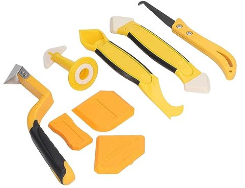 Natudeco Kit d'outils de calfeutrage, outil de finition de mastic, outils de joints en silicone, dissolvant de calfeutrage, buse de grattoir plus lisse avec fixation adhésive pour