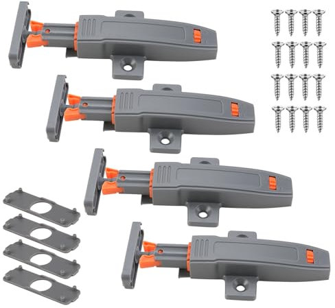 Lot de 4 loquets de porte à pousser pour ouvrir, très résistants à ressort 30 N - Loquet à fermeture automatique - Système d'ouverture sans poignée pour armoires de cuisine, armoires, camping-cars