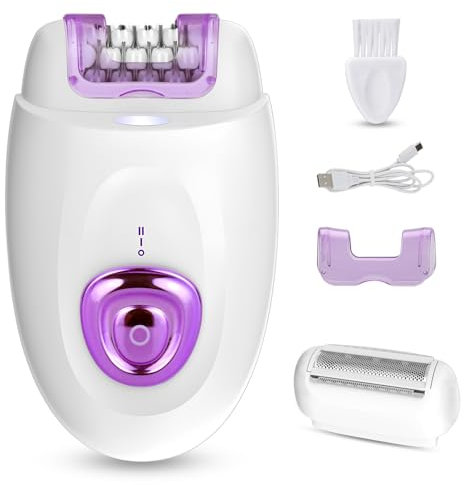Epilatore da donna per depilazione Rescien con accessorio per rasoio e rasoio elettrico 2 in 1, ladyshaver per viso, gambe e braccia, bikini