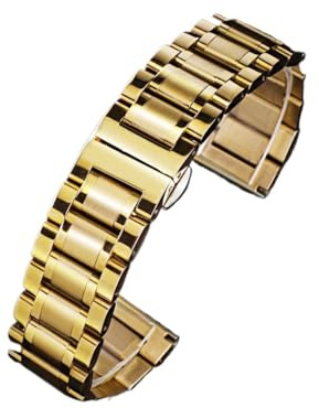 Run Ken Armband I Rostfritt Stål 13 Mm 14 Mm 16 Mm 18 Mm 20 Mm 22 Mm 24 Mm Metallurband Länkarmband Klockarmband Svart Silver Rose Guld(Gold,20mm)