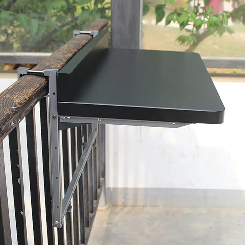 Suixtil Balkonhängetisch klappbar - 5-Fach höhenverstellbarer Hängetisch für Balkon, Terrasse & Garten (aufklappbar, Geländertisch, platzsparend)(Schwarz,80 * 40cm/31.4 * 15.7inch)