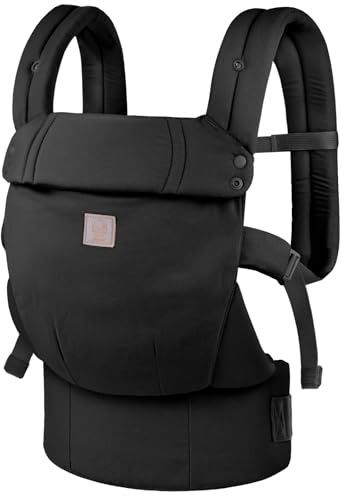 GAGAKU Baby Carier, Lightweight Ergonomic Toddler Carrier for 7-33lbs, Soft Breathable 4-in-1 Carrier with Head Support, Easy to Wear, Hands-Free Comfort, Black