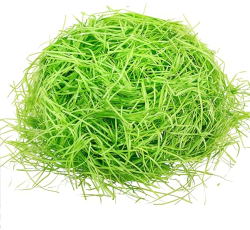 Erba di Pasqua, 100g Carta Tagliuzzata per Regali, Riempimento Scatole Regalo, Carta Velina Tagliuzzata Regalo e Decorazione per Primavera, Pasqua (A)