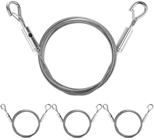 Ciieeo Lot de 4 Câbles en Acier Inoxydable 304, Fils Métalliques Suspendre Réglables 2 M Double Crochet, Kit pour Accrocher Tableaux, Cadres Photo et Décorations Murales