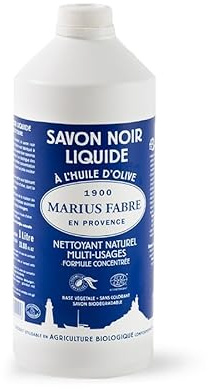 MARIUS FABRE - Savon Noir Liquide à l'Huile d'Olive - Nettoyant Multi-Usages, 100% d'Origine Naturelle - Fabrication Traditionnelle - Certifié Ecocert - Origine France Garantie - Flacon 1L
