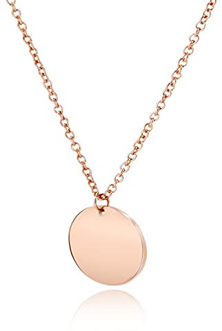 LENIRA® Plättchen Halskette zarte Coin Kette für Damen aus Edelstahl mit Gold und Roségold überzogen Kettenlänge verstellbar 40-45 cm (Roségold)