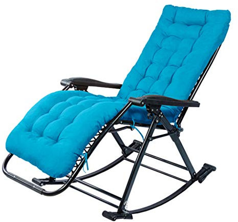 YFF-Liegen Outdoor Schaukelstuhl Garten Sonnenliege Liegestühle Klappbarer Liegestuhl Verstellbarer Schaukelsessel Relaxliege Strand Camping Freizeitstuhl mit Kissen - Blau