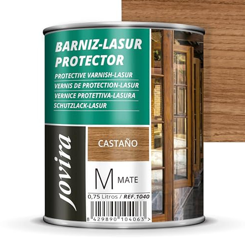 JOVIRA PINTURAS. Lasur Protector Mate. Protege, decora y embellece todo tipo de madera (750 Mililitros, Castaño) G-17