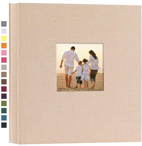potricher Linen Hardcover Photo Album 4x6 1000 Photos Large Capacity for Family Wedding Anniversary Baby Vacation (Beige, 1000 Pockets)