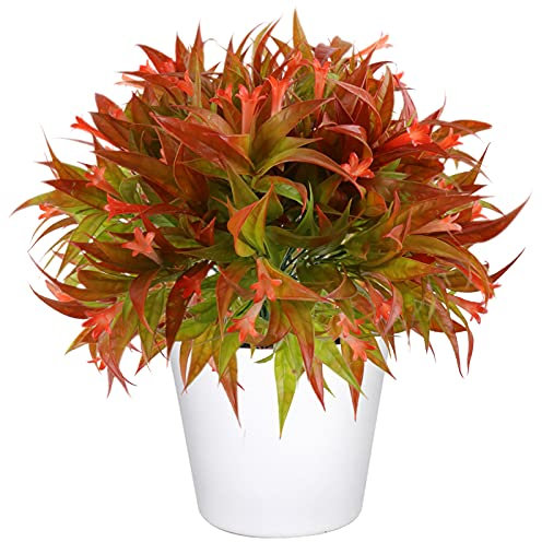 Beferr 4 Pcs Artificial Morning Glory Shrubs Greenery Bushes for Outdoor Artificial Flowers and Fake Plants for Home Decor UV Resistant Faux Flowers for Garden Wedding Office Decoration