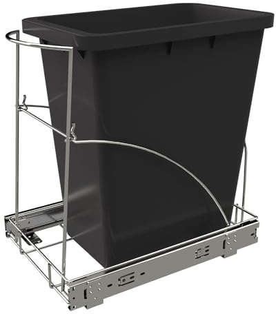 Pull Out Trash Can Under Cabinet & Under Sink - Heavy Duty Sliding Adjustable Cabinet Garbage Can Organizer, Requires Minimum Cabinets Opening 13 W X 18 D,Chrome Finish (Waste Bin Not Included)