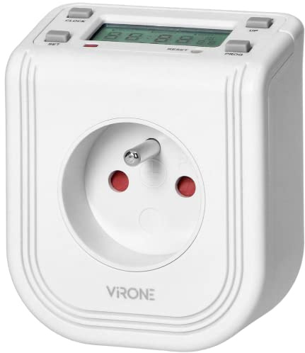 VIRONE DT-4 Zeitschaltuhr Steckdose mit oberem LCD-Display 230 VAC 3680 W 16 Programme Anwesenheitssimulator Französische Version des Produkts