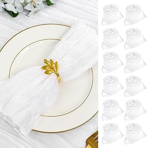 30 Stück Mullservietten 50 cm, Gaze-Käsetuch Vintage-Boho-Stoffservietten, Großpackung für Partys, Hochzeiten, Empfänge, Brautpartys, Tischdekorationen – Weiß