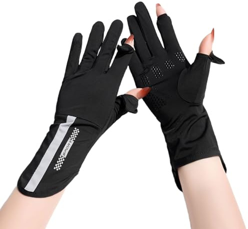 OTKARXUS 1 paio di guanti con protezione solare UV, da donna, sottili, traspiranti, in seta di ghiaccio, protezione solare, guanti da guida, guanti per guida estiva per equitazione, pesca, golf,