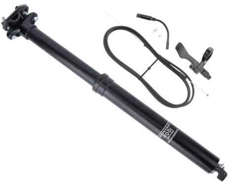 CuteHairy Dropper Seatpost, 30.9mm Bicycle Seatpost, Remoted Control Drop Post with 1x Lever & Cable in Housing, Adjustable Seatpost Tube Internal Cable for Mountain Bike 30.9 x 445mm 150mm travel