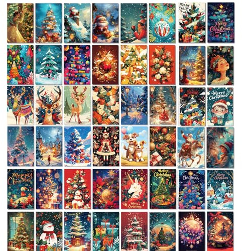 HenfuME Postales Navidad 50 Piezas Tarjetas Navidad,Christmas Cards,Tarjetas Regalo Navidad,Tarjetas De Mensaje De Tarjetas De CartóN Tarjetas De FelicitacióN, Regalo