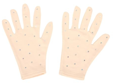 F Fityle Guantes de Patinaje artístico con decoración de Diamantes de imitación, Guantes de Patinaje, Guantes de Patinaje sobre Hielo para Practicar