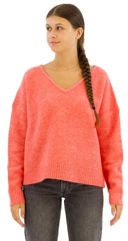 Superdry Damen Pullover mit V-Ausschnitt in Übergröße Korallenrot Twist 34