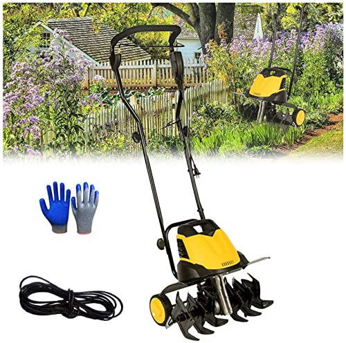 Trädgårdsutrustning Elektrisk trädgårdsrorkult, Cultivator Rotavator, 6 blad, bearbetningsdjup 22 cm, Plogbredd 45 cm, Fällbar roterande motorhacka (0.35m Line)