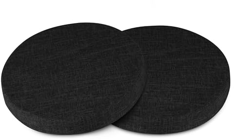 AddGrace 2er Pack Rund Sitzkissen Abnehmbares Stuhlkissen Rund mit Rutschfestem Boden Indoor Sitzpolster für Esszimmer, Küche 40 x 40 cm, Schwarz