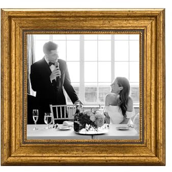 CABBEL Cadre photo 20x20 cm Or – Style Baroque Vintage – Pour affiches, photos et certificats – Verre acrylique incassable – Élégant & décoratif – Idéal pour salon, bureau ou galerie