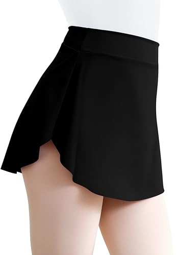 Hanebel Women Ballet Skirts Pull On Dance Skirt for Adult, Mini Elastic (JD25385-06-M) Black