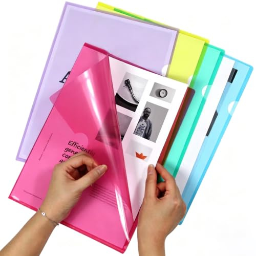 HIGA-JKL A4 plastmappar, 24-pack färgade plånböcker för dokument