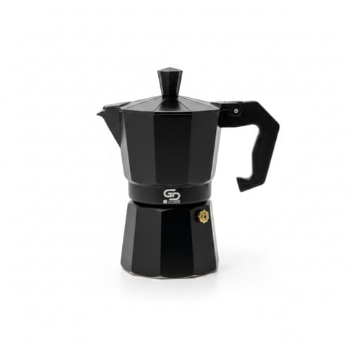 BRILY Caffettiera Classica 3 Tazze in Alluminio, Nera, per Induzione e Fiamma Diretta (Classica)