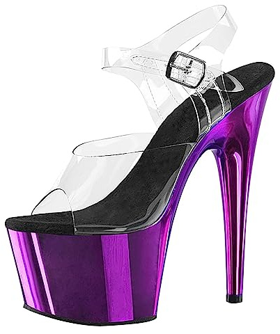 ZXLIHS Sandali con Tacco Alto da Donna Décolleté con Plateau con Tacco a Spillo Décolleté con Punta Aperta con Cinturino alla Caviglia Scarpe con décolleté da Sposa per Feste