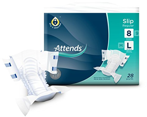 Attends Slip Regular 8L, Einmalslip, bei starker Inkontinenz, Größe L, 4 x 28 St