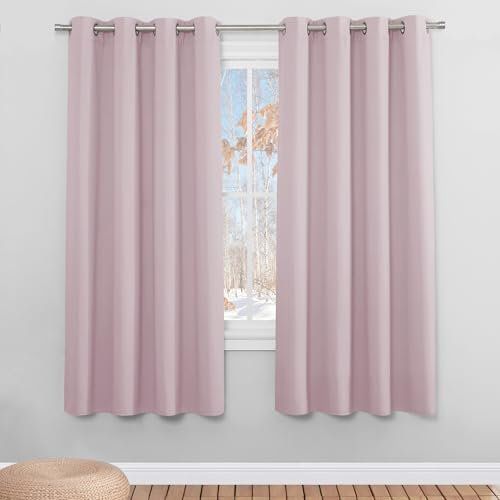 PONY DANCE Blickdichte Vorhänge Kinderzimmer Mädchen Ösenschal 2er Set H 175 x B 140 cm Verdunklungsgardine mit Ösen Thermo Gardinen Isolierend Kälte und Wärme, Hellpink