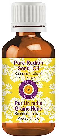 Deve Herbes Pure Radish Seed Oil (Raphanus sativus) Non-Sticky | Non-Greasy | For Skin, Hair, Massage & DIY Use 30ml