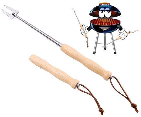 Grillgabeln Ausziehbar - 4er-Set Marshmallow Roasting Sticks, Grillspieße Edelstahl Mit Versenkbarer Robuster Holzgriff, Edelstahl Spieße 720MM Für BBQ Hotdog Teleskop Camping Lagerfeuer Zubehör