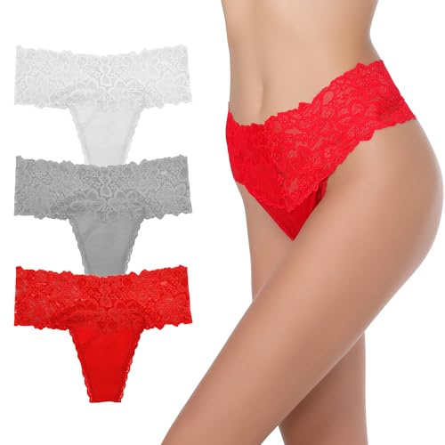GAREDOB Lot de 6 Strings Taille Haute rétro en Coton pour Femme, Lot de 3., XX-Large