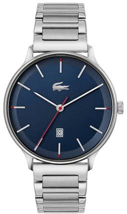 Lacoste Analog Quarzuhr für Herren Kollektion Club mit Silbernes Edelstahlarmband - 2011166