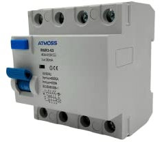 RASMACOR | Schutzschalter 4 Polig 40A | Fehlerstrom-Schutzschalter 4P 40A 30MA | Typ A 30MA | 40/4/0.03A | 6KA 230V AC 50HZ | Fehlerstromschutzschalter | ATMOSS