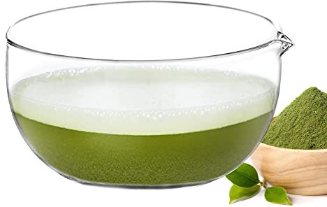Glas-Matcha-Schüssel mit Ausgießer, zeremonielle Mischung Chawan, klarer traditioneller japanischer Stil, Matcha-Grüntee-Tasse, Hammer-Ausguss-Mixer
