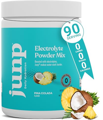 JUNP Electrolytes Powder No Sugar No Carbs – Pina Colada Coconut Pineapple Keto Electrolyte Drink Mix - Potassium & Salt Hydration Powder Electrolytes - Zero Calorie Sugar Free Electrolyte Powder 90ct