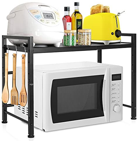 OUUTMEE mikrowellen Regal 2-stufiges Mikrowellenständer Kohlenstoffstahlmaterial Mikrowellenhalter Küchenarbeitsplatten Stabil und stark