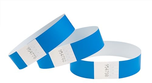CINTAPUNTO 500 st tyvek inmatningsarmband, ID-armband, festivalarmband, neonarmband, för evenemang, säkerhet, fest, rivtålig, 16 färger (neonblå)