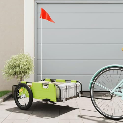 CIADAZ Cykelvagn grön oxfordtyg och järn, cykelsläpvagn, lastsläpvagn, handvagn, cykellastsläpvagn, lastcykel 94172