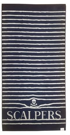 Scalpers Toalla de Playa 90x180cm 100% Algodón 500GSM Azul Marino a Rayas Home