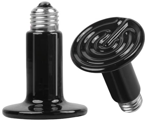 DASIAUTOEM E27 Wärmelampe Terrarium, 2 Pcs Heizlampe, 75W Keramik Heat Emitter Reptilien Dunkelstrahler Küken Heizungen für Wärmelampe Schildkröten Hühner, Bartagame, Welpen Outdoor Heizstrahler Tiere