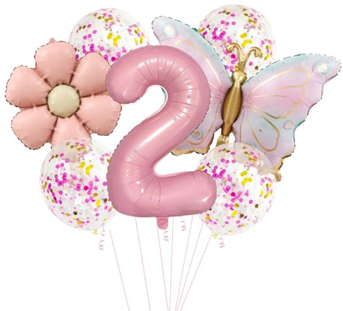 Fjärilar dekoration ballong 2. Födelsedag flickor, siffror 2. Folieballong fjäril, 2 år födelsedagsdekoration fjäril, ballong 2. Födelsedag flicka födelsedagar fjärilar temafest