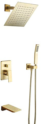 Grifo Mezclador baño, Mezclador Ducha Empotrado, Cabezal Ducha Lluvia y Manguera, Mezclador Ducha con caño Cascada