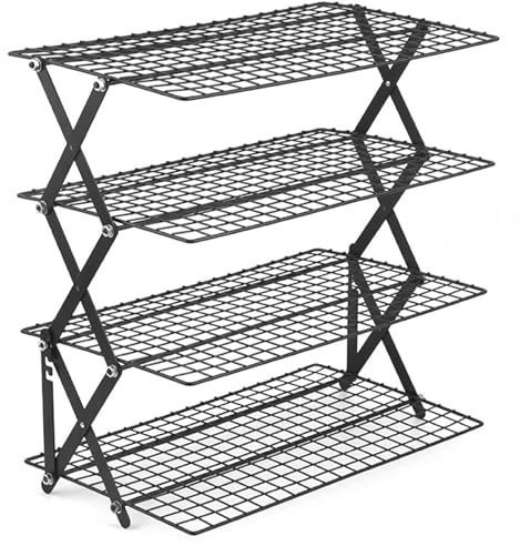 Cooling Racks for Cooking and Baking, 4 Tiers Collapsible Foldable Iron Wire Baking Cooling Rack for Kitchen