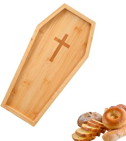 Naqqios Bandeja de Servicio Halloween | Bandeja Aperitiva Calabaza Ataúd de Madera,Plato de Mesa Halloween para Queso Fiambres Fruta Fiestas Bodas