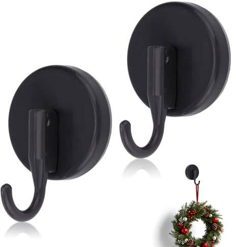 Fukaisu 2pcs Crochets Ventouse pour Couronne, Robustes pour Porte d'Entrée Fenêtre Noël Thanksgiving Halloween Saint Valentin Pâques (Noir)